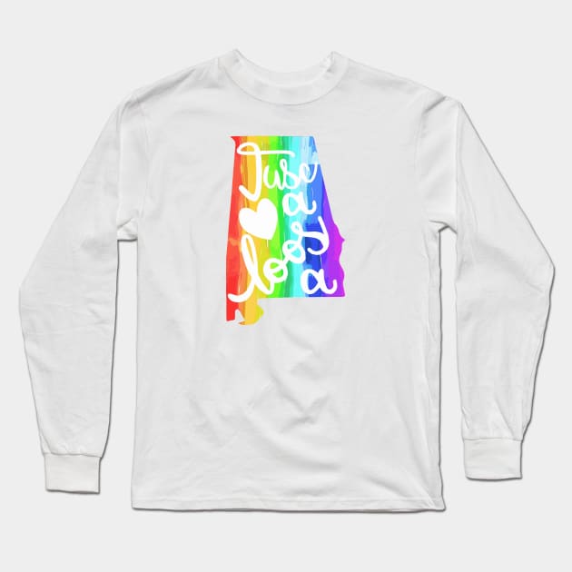 Tuscaloosa Alabama Map Rainbow Pride Long Sleeve T-Shirt by candhdesigns